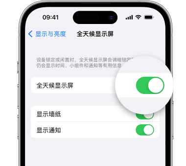 霍山苹果15预约维修分享iPhone15如何设置全天候显示屏幕可见 